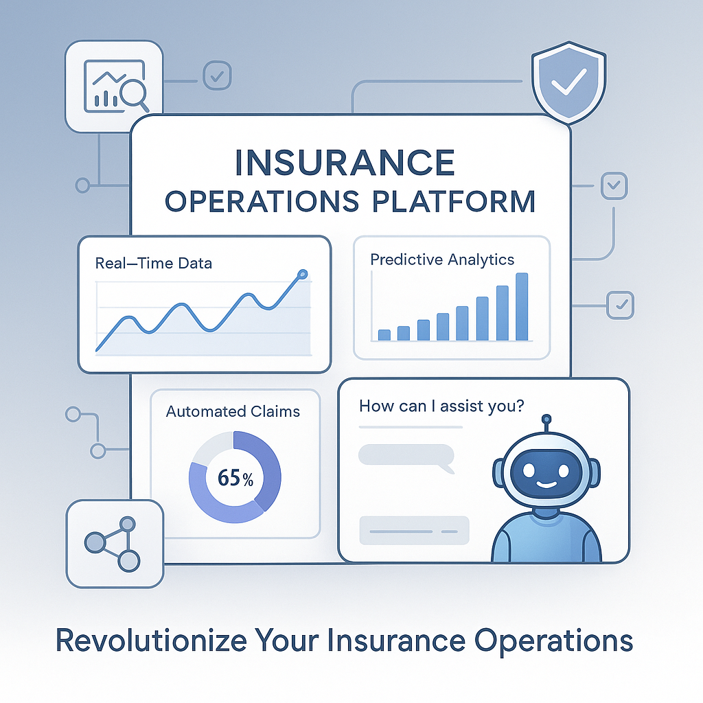 The image depicts a sleek modern digital interface showcasing an insurance operations platform The background features a clean minimalist design with a soft gradient transitioning from blue to white evoking a sense of trust and professionalism In the The image depicts a sleek modern digital interface showcasing an insurance operations platform The background features a clean minimalist design with a soft gradient transitioning from blue to white evoking a sense of trust and professionalism In the