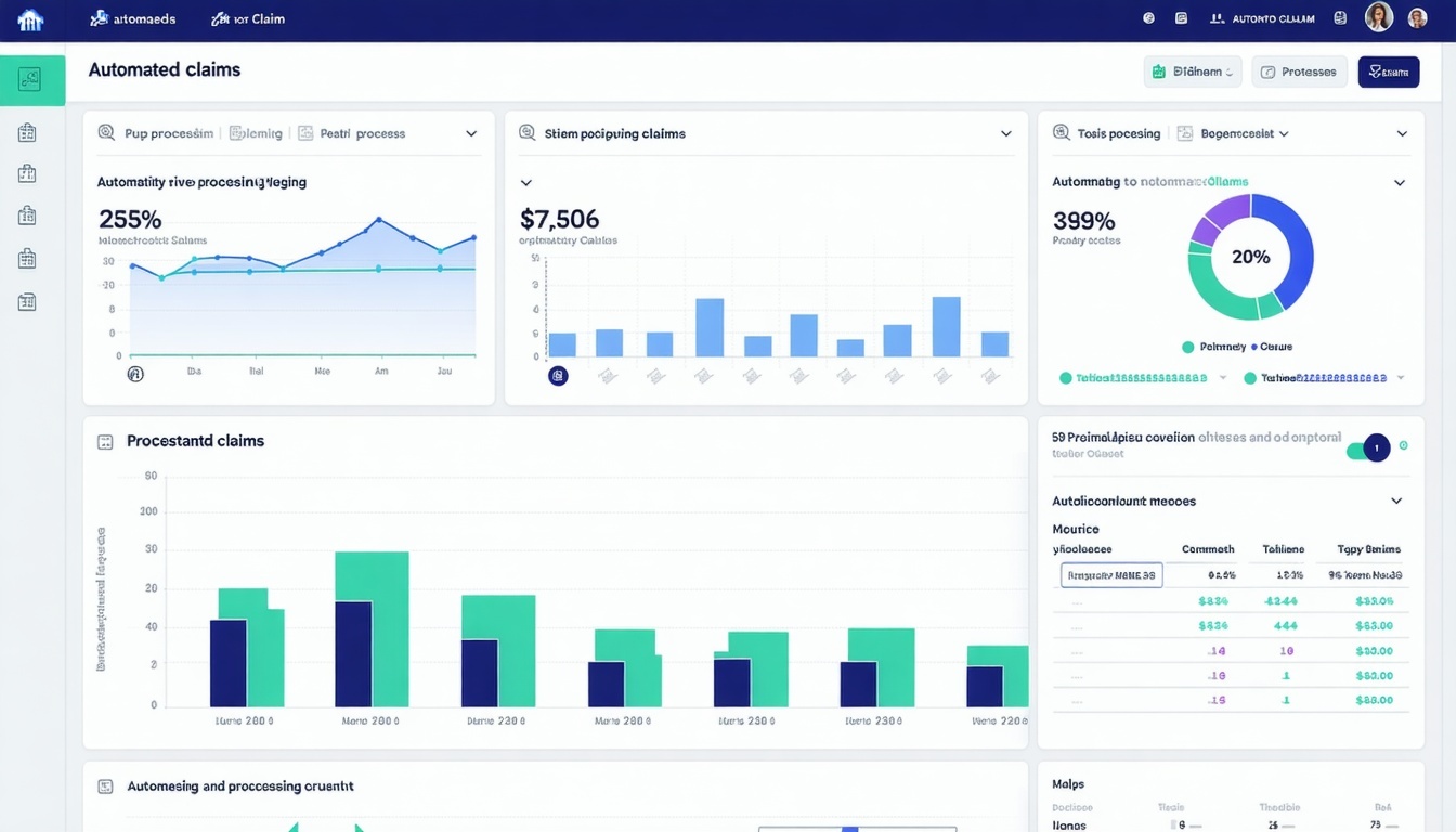 Dashboard displaying automated claims processing metrics.
